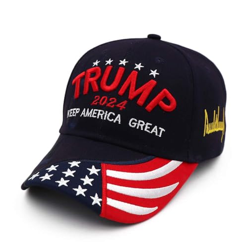 Folouse Trump 2024 MAGA Hat Trump Merchandise Stickerei Verstellbar Keep America Great Baseball Cap, Blau, Unisex-Erwachsene von Folouse