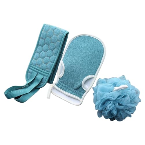 Folpus 3 stück Körper Scrubber Körper Peeling Handtücher Bad Handschuhe Bad Dusche Handschuhe für Badezimmer, Blau von Folpus