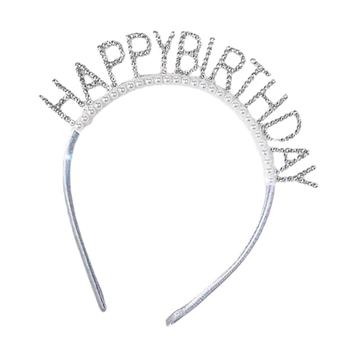 Folpus Alles Gute zum Geburtstag-Stirnband, Geburtstagskrone, alles Gute zum Geburtstag, Haarband, Geburtstags-Tiara für Party, Klare Strasssteine von Folpus