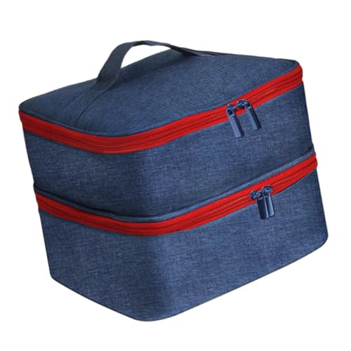 Folpus Aufbewahrungstasche, doppellagige Tragetasche, Kosmetiktasche, Reise, tragbare Nagellack-Organizer-Hülle für Make-up, Nagellampe, rot blau von Folpus