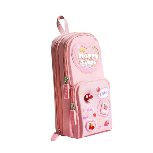 Folpus Bleistiftkoffer Stationery Organizer Dekoration süße Handtaschenhaltertasche Stiftbox für Mädchen Make -up Geburtstag reisender Studenten, Rosa Und Mädchen von Folpus