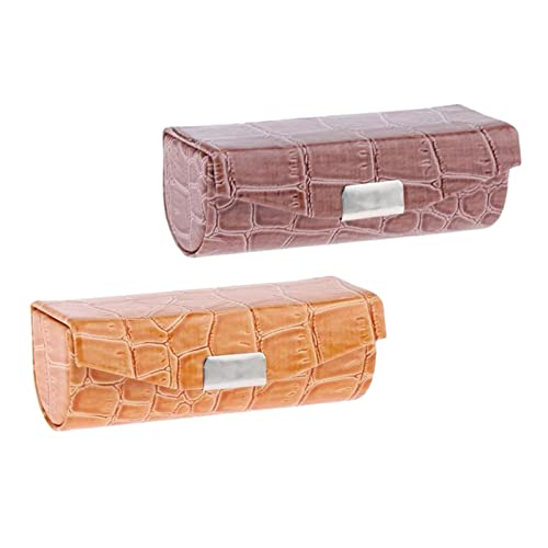 Folpus Damen Lippenstift Etui mit Spiegel und Rechteckigem Design für unterwegs, Orangebraun von Folpus