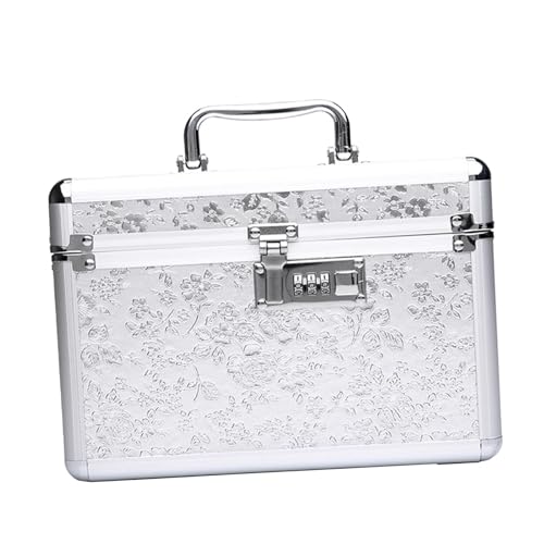 Folpus Make-up-Box, Organizer, Kosmetik-Aufbewahrungsbox, tragbare Make-up-Tasche mit Spiegel für Reisen, M Argent von Folpus