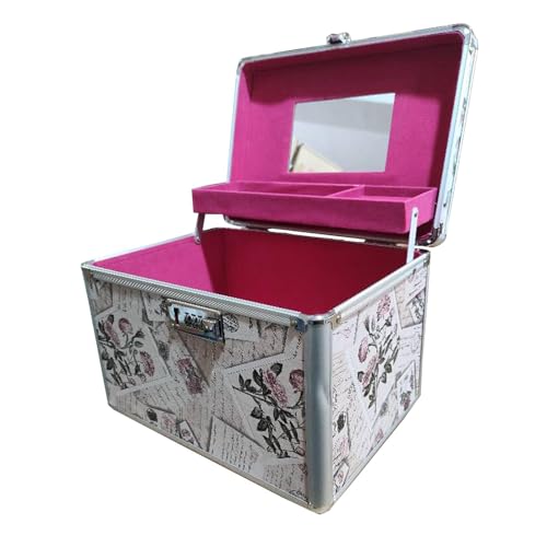 Folpus Make-up-Box, Organizer, Kosmetik-Aufbewahrungsbox, tragbare Make-up-Tasche mit Spiegel für Reisen, M-Umschlag von Folpus