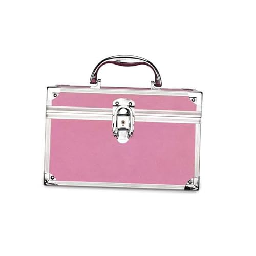 Folpus Make-up-Box, Organizer, Kosmetik-Aufbewahrungsbox, tragbare Make-up-Tasche mit Spiegel für Reisen, S rosa von Folpus