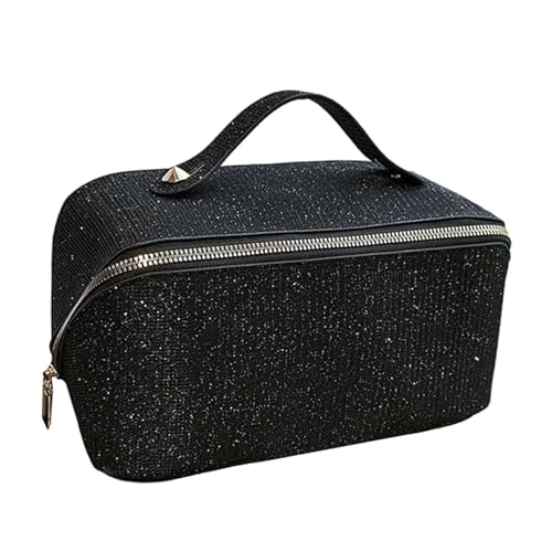 Folpus Make-up-Organizer-Etui, offene, Flache Kulturtasche, Reiseutensilien für Mädchen, Kosmetiktasche, Reise-Kosmetiktaschen für unterwegs, Schwarz von Folpus