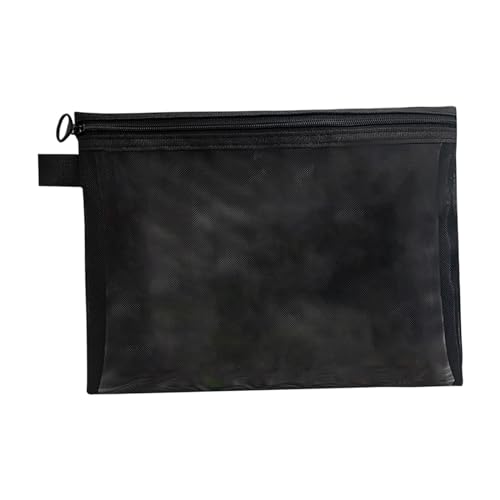 Folpus Netz-Make-up-Tasche, Reise-Organisationstasche mit Reißverschluss, tragbare Netz-Reisetasche für Büros, Schwarz S von Folpus