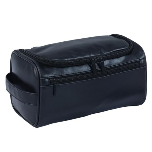 Folpus PU-Make-up-Tasche, Kulturbeutel-Organizer, Dusch-Organizer, Reise- und Business-Behälter, PU-, Make-up-Aufbewahrungstasche, Kosmetiktasche, Schwarz von Folpus