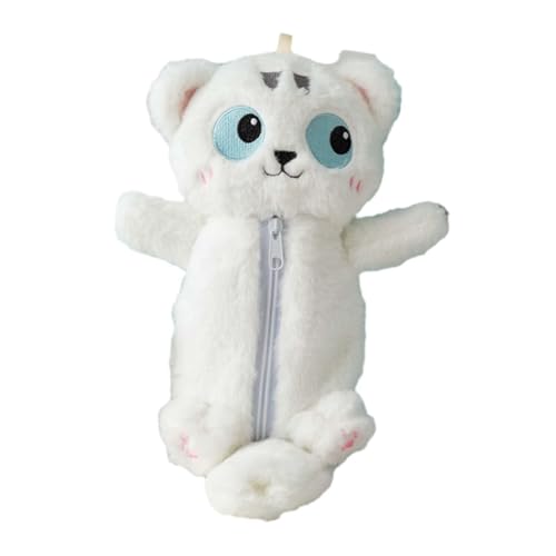 Folpus Plüsch-Federmäppchen, Make-up-Tasche, Plüsch-Schreibwarentasche, Stofftiertasche fürs Büro, Katze von Folpus