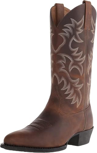 FBARTL Vintage Western Cowboystiefel Leder Vintage Spitzschuh Medium Tube (Black, Erwachsene, Herren, 46) von FBARTL