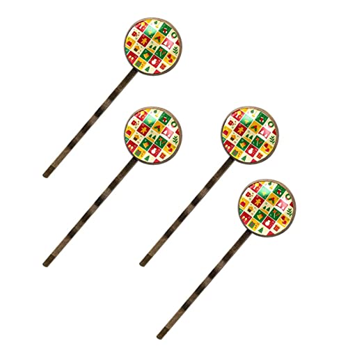 Haarspangen für Damen, 4 Stück – Weihnachts-Adventskalender, kariertes Muster, Haarnadel, Seitenclip, Haarspange für Frauen von Folytop
