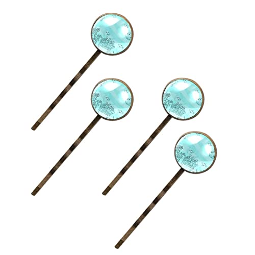 Haarspangen für Damen, handgezeichnet, bunt, Korallenhintergrund, 4 Stück Haarspangen für Damen, handgezeichnet, bunt, Korallenhintergrund, 4 Stück von Folytop