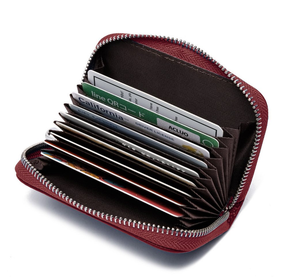 Fomax Geldbörse aus Leder, elegantes Kartenetui 100% Echtleder, Etui für viele Karten, mit rundum Reißverschluss, edles Kreditkartenetui von Fomax
