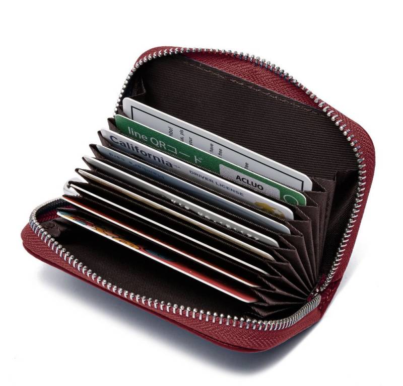 Fomax Geldbörse aus Leder, elegantes Kartenetui 100% Echtleder, Etui für viele Karten, mit rundum Reißverschluss, edles Kreditkartenetui von Fomax