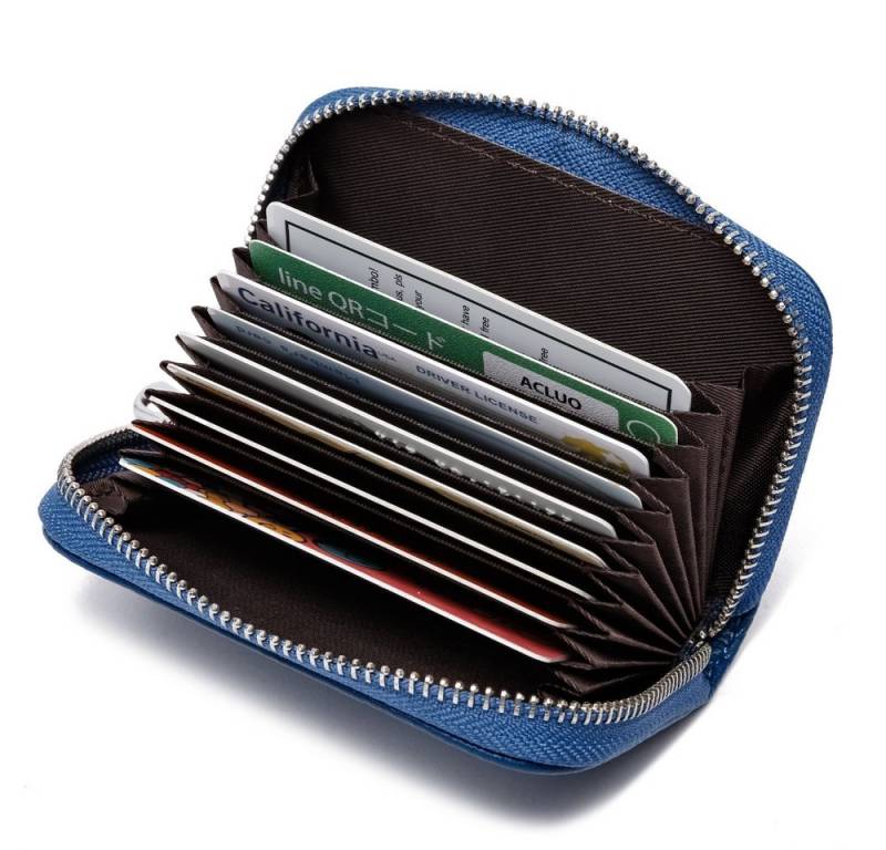 Fomax Geldbörse aus Leder, elegantes Kartenetui 100% Echtleder, Etui für viele Karten, mit rundum Reißverschluss, edles Kreditkartenetui von Fomax