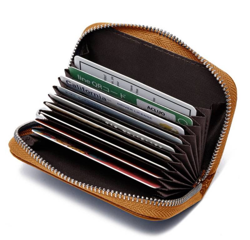 Fomax Geldbörse aus Leder, elegantes Kartenetui 100% Echtleder, Etui für viele Karten, mit rundum Reißverschluss, edles Kreditkartenetui von Fomax