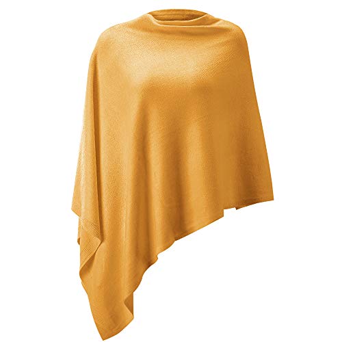 Damen-Poncho, leicht, einfarbig, Pullover-Schal, Strick-Cape, elegant, Damen-Oberteil, senffarben, S/L von Fomolom