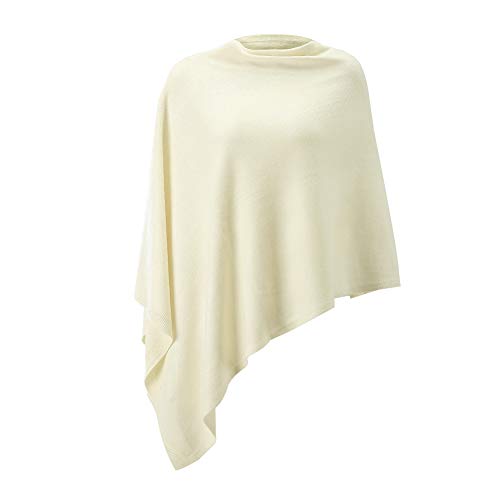 Damen-Poncho, leicht, einfarbig, Pullover-Schal, Strick-Cape, elegant, Damen-Oberteil, beige, One size von Fomolom