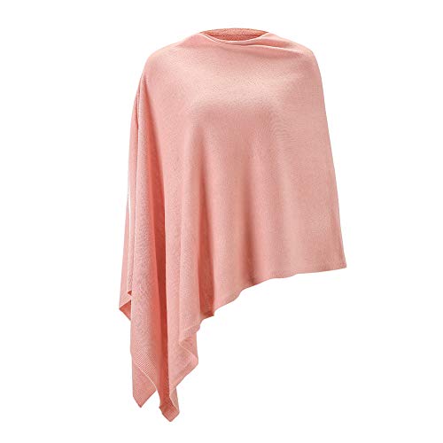 Damen-Poncho, leicht, einfarbig, Pullover-Schal, Strick-Cape, elegant, Damen-Oberteil, hellrosa, One size von Fomolom