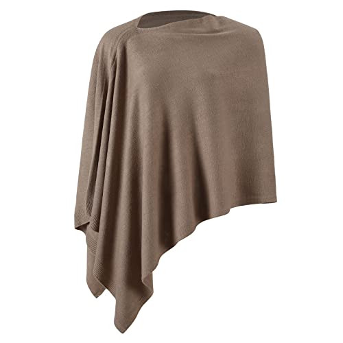 Damen-Poncho, leicht, einfarbig, Pullover-Schal, Strick-Cape, elegant, Damen-Oberteil, khaki, S/L von Fomolom