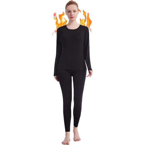 Fomolom Thermounterwäsche Damen einfarbig ultraweich Lange Thermo Unterhose Skiunterwäsche Warme Thermowäsche Set von Fomolom