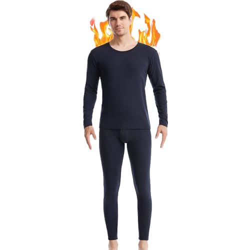 Thermo-Unterwäsche-Set für Herren, Unterwäsche, Ober- und Unterteil, ultraweich, lange Unterhose, Sets, navy, Small von Fomolom