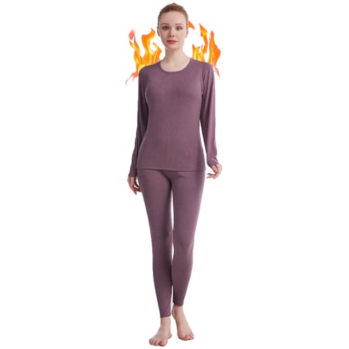 Fomolom Thermounterwäsche Damen einfarbig ultraweich Lange Thermo Unterhose Skiunterwäsche Warme Thermowäsche Set von Fomolom