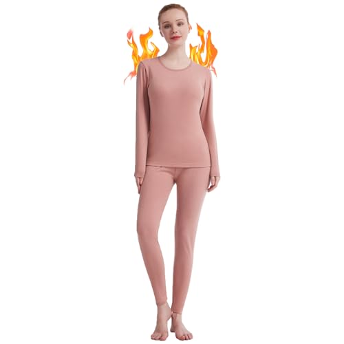 Fomolom Thermounterwäsche Damen einfarbig ultraweich Lange Thermo Unterhose Skiunterwäsche Warme Thermowäsche Set von Fomolom