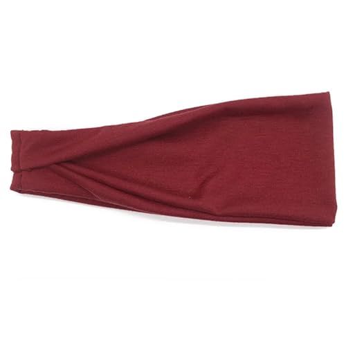 Stirnband 1PCS Frauen Einfarbig Elastische Haar Bands Yoga Stirnband Turban Make-Up Haar Hoop Vintage Headwrap Haar Zubehör(Style 1 - Dark red) von FonHNDG