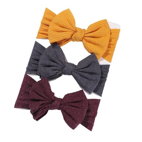 Stirnband 3 Teile/satz Mädchen Stirnband Set Mädchen Bogen Geknotete Haarbänder Weiche Gestrickte Kinder Kopfbedeckung Turban Haar Zubehör(3594-10) von FonHNDG