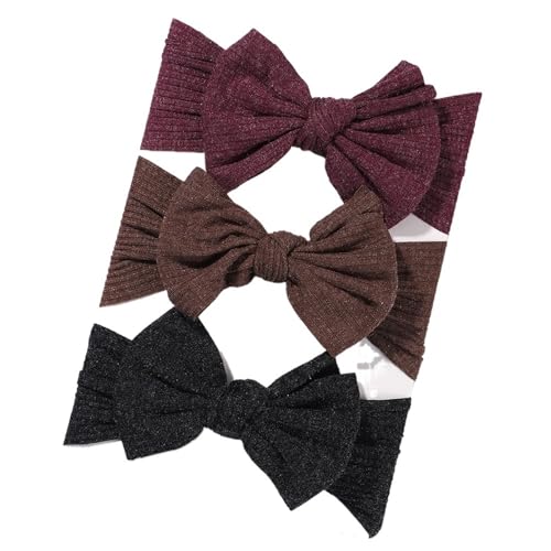 Stirnband 3 Teile/satz Mädchen Stirnband Set Mädchen Bogen Geknotete Haarbänder Weiche Gestrickte Kinder Kopfbedeckung Turban Haar Zubehör(3594-11) von FonHNDG