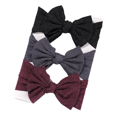 Stirnband 3 Teile/satz Mädchen Stirnband Set Mädchen Bogen Geknotete Haarbänder Weiche Gestrickte Kinder Kopfbedeckung Turban Haar Zubehör(3594-12) von FonHNDG