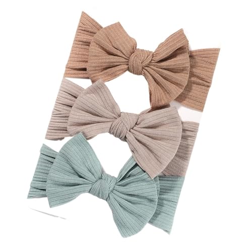Stirnband 3 Teile/satz Mädchen Stirnband Set Mädchen Bogen Geknotete Haarbänder Weiche Gestrickte Kinder Kopfbedeckung Turban Haar Zubehör(3594-15) von FonHNDG