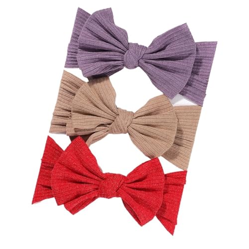 Stirnband 3 Teile/satz Mädchen Stirnband Set Mädchen Bogen Geknotete Haarbänder Weiche Gestrickte Kinder Kopfbedeckung Turban Haar Zubehör(3594-16) von FonHNDG