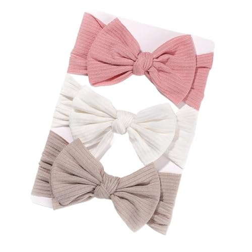 Stirnband 3 Teile/satz Mädchen Stirnband Set Mädchen Bogen Geknotete Haarbänder Weiche Gestrickte Kinder Kopfbedeckung Turban Haar Zubehör(3594-2) von FonHNDG