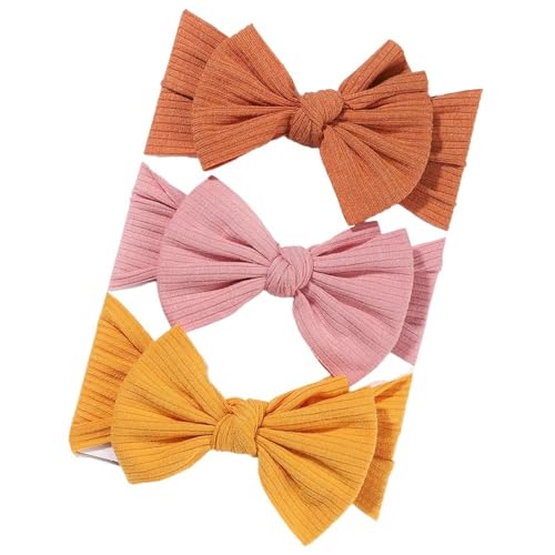Stirnband 3 Teile/satz Mädchen Stirnband Set Mädchen Bogen Geknotete Haarbänder Weiche Gestrickte Kinder Kopfbedeckung Turban Haar Zubehör(3594-20) von FonHNDG