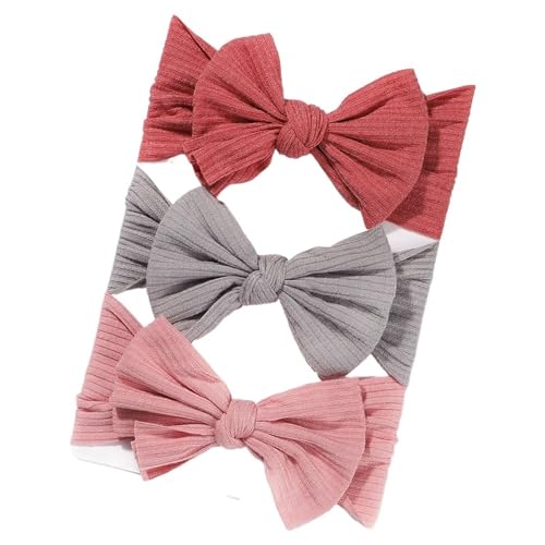 Stirnband 3 Teile/satz Mädchen Stirnband Set Mädchen Bogen Geknotete Haarbänder Weiche Gestrickte Kinder Kopfbedeckung Turban Haar Zubehör(3594-21) von FonHNDG