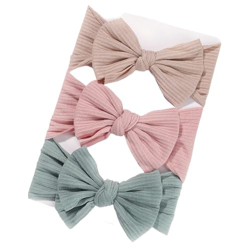 Stirnband 3 Teile/satz Mädchen Stirnband Set Mädchen Bogen Geknotete Haarbänder Weiche Gestrickte Kinder Kopfbedeckung Turban Haar Zubehör(3594-23) von FonHNDG
