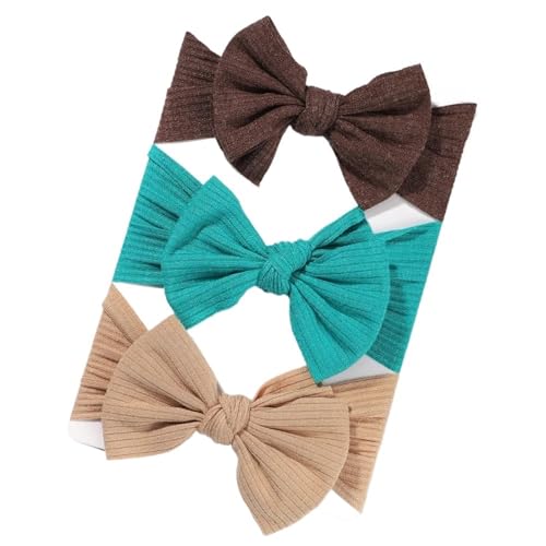 Stirnband 3 Teile/satz Mädchen Stirnband Set Mädchen Bogen Geknotete Haarbänder Weiche Gestrickte Kinder Kopfbedeckung Turban Haar Zubehör(3594-6) von FonHNDG