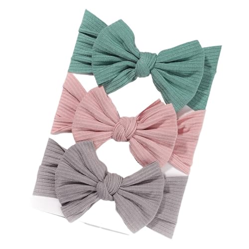Stirnband 3 Teile/satz Mädchen Stirnband Set Mädchen Bogen Geknotete Haarbänder Weiche Gestrickte Kinder Kopfbedeckung Turban Haar Zubehör(3594-8) von FonHNDG