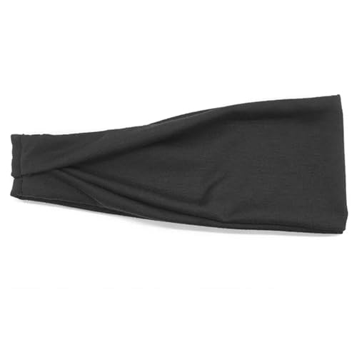 Stirnband Sport-Stirnbänder for Damen und Herren, einfarbig, elastisches Haarband, Laufen, Fitness, Yoga, Kopfwickel, breiter Turban, Haar-Accessoires(Style 01-Black) von FonHNDG