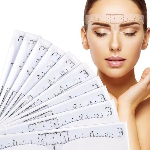 FonVan 100 Stück Augenbrauen Lineal, selbstklebend Augenbrauen Aufkleber, Augenbrauen Schablonen-Anleitung, Einweg Augenbrauenlinea, Eyebrow Microblading, Einweg Permanent Make-up von FonVan