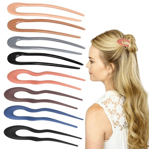 Haarnadeln für Frauen-Haar-Accessoires: U-Haarnadeln für Dutt mit 4 gewellten U-förmigen Haarnadeln und 4 U-Gabel-Haarnadeln, für Twist-Dutt, für Mädchen, Frauen, Hochzeit, Party, Reisen Haarnadeln für Frauen-Haar-Accessoires: U-Haarnadeln für Dutt mit 4 gewellten U-förmigen Haarnadeln und 4 U-Gabel-Haarnadeln, für Twist-Dutt, für Mädchen, Frauen, Hochzeit, Party, Reisen von Foncroto