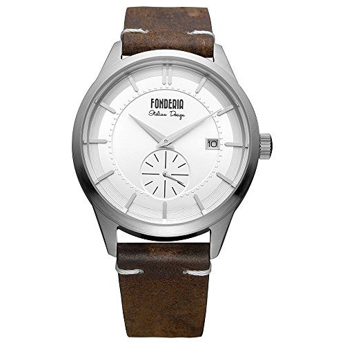 Fonderia Herren Analog Quarz Smart Watch Armbanduhr mit Leder Armband P-6A009US1 von Fonderia