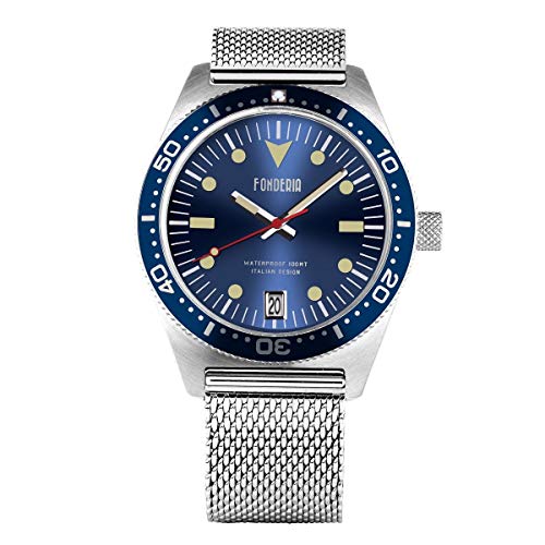 Fonderia Herrenuhr The Captain - Vintageuhr Edelstahl, italienisches Design, Leuchtzeiger von Fonderia