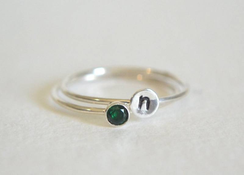 Silber Smaragd Ring, Ring Silber, Personalisierte Erste Stapelring, Silberring von Fondeur