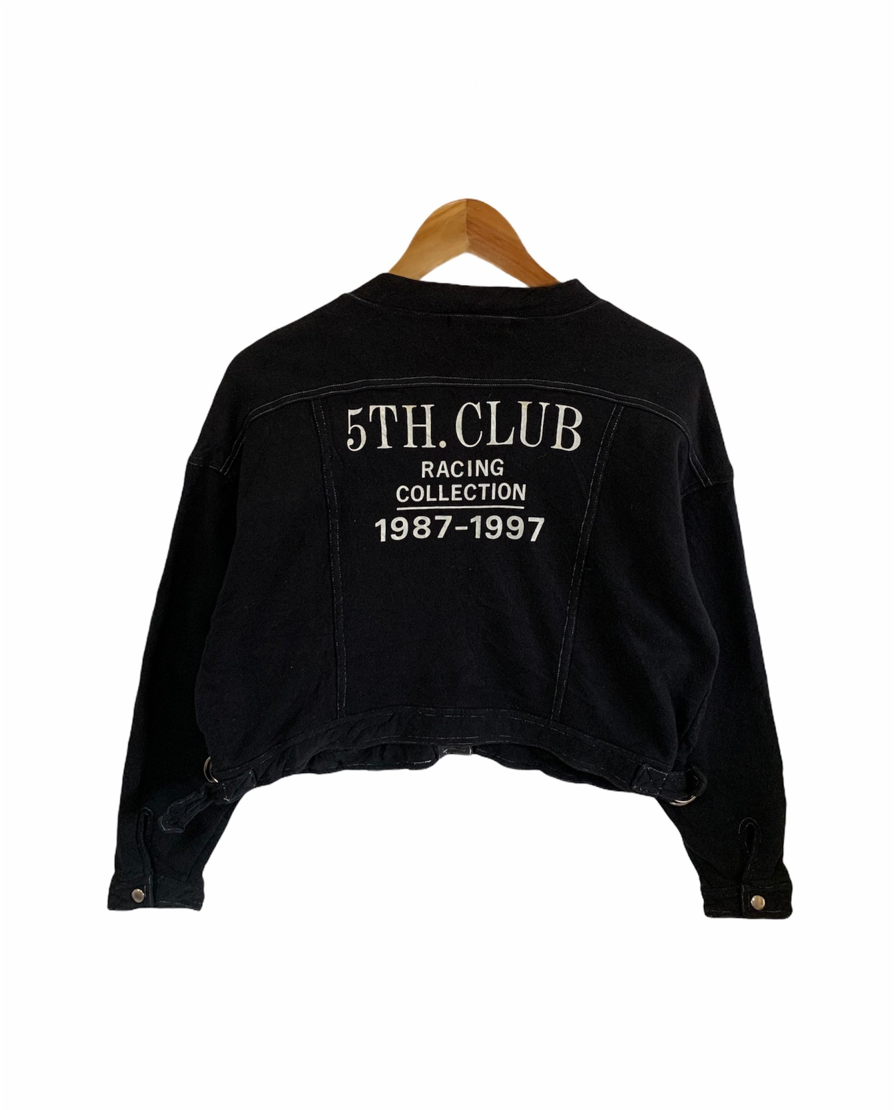 Vintage 80Er 90Er Club Racing Kollektion Crop Jacke Jeans Stil Großes Logo Voller Knopf von FongfongStudio