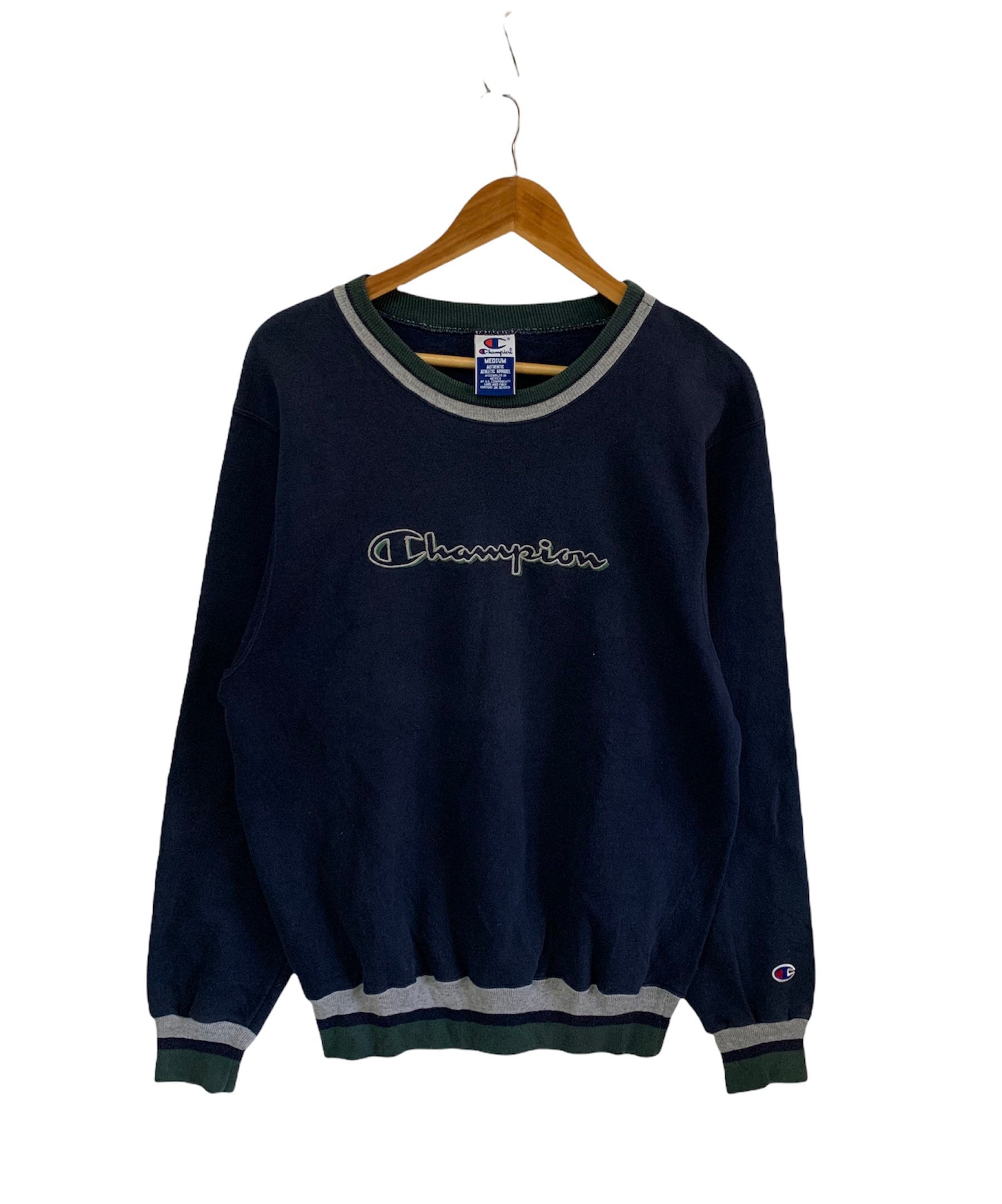 Vintage 90Er Jahre Champion Sweatshirt Großer Logo Spellout Pullover Mittlerer Größe Hip Hop Swag von FongfongStudio