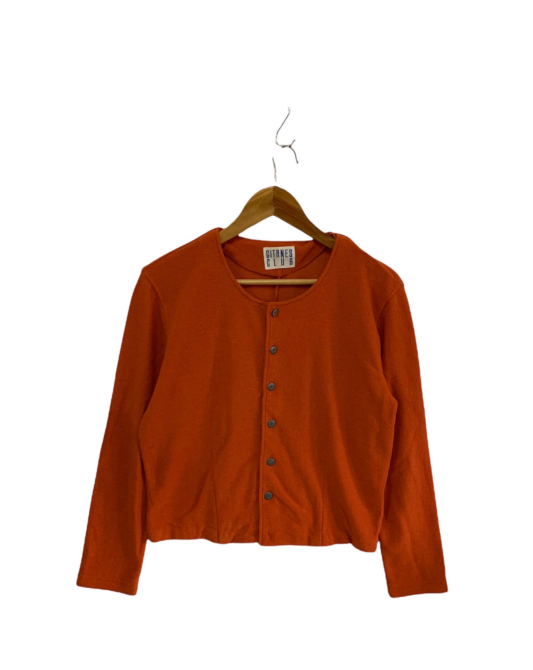 Vintage 90Er Jahre Gitanes Club Sweatshirt Button Ups Made in Japan Frauenjacke Orange von FongfongStudio