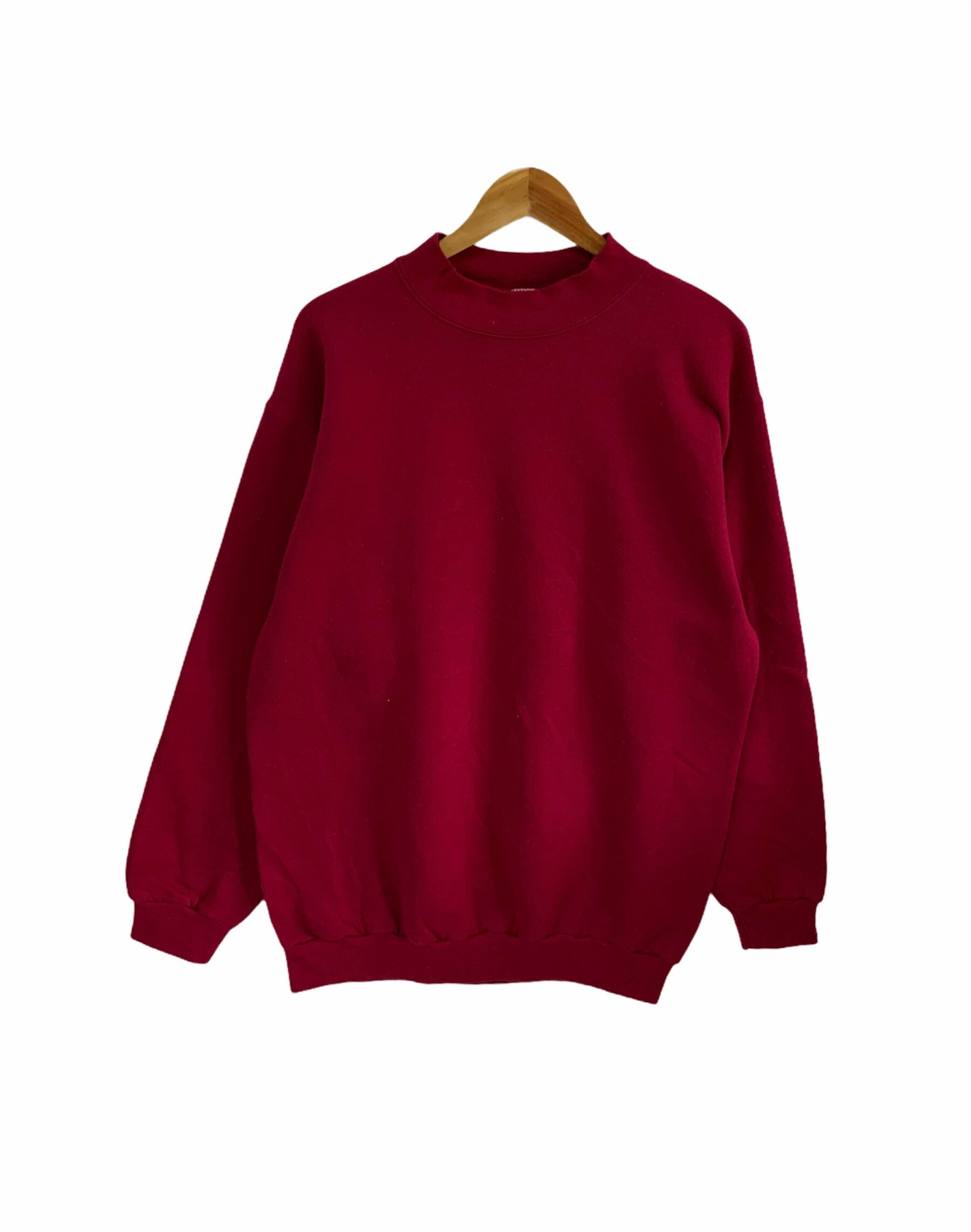 Vintage 90Er Jahre Rosa Sweatshirt Sweater Pullover Rollkragen Großgröße Made in Usa Oberbekleidung Fashion Casual Wear Neuwertiger Zustand von FongfongStudio